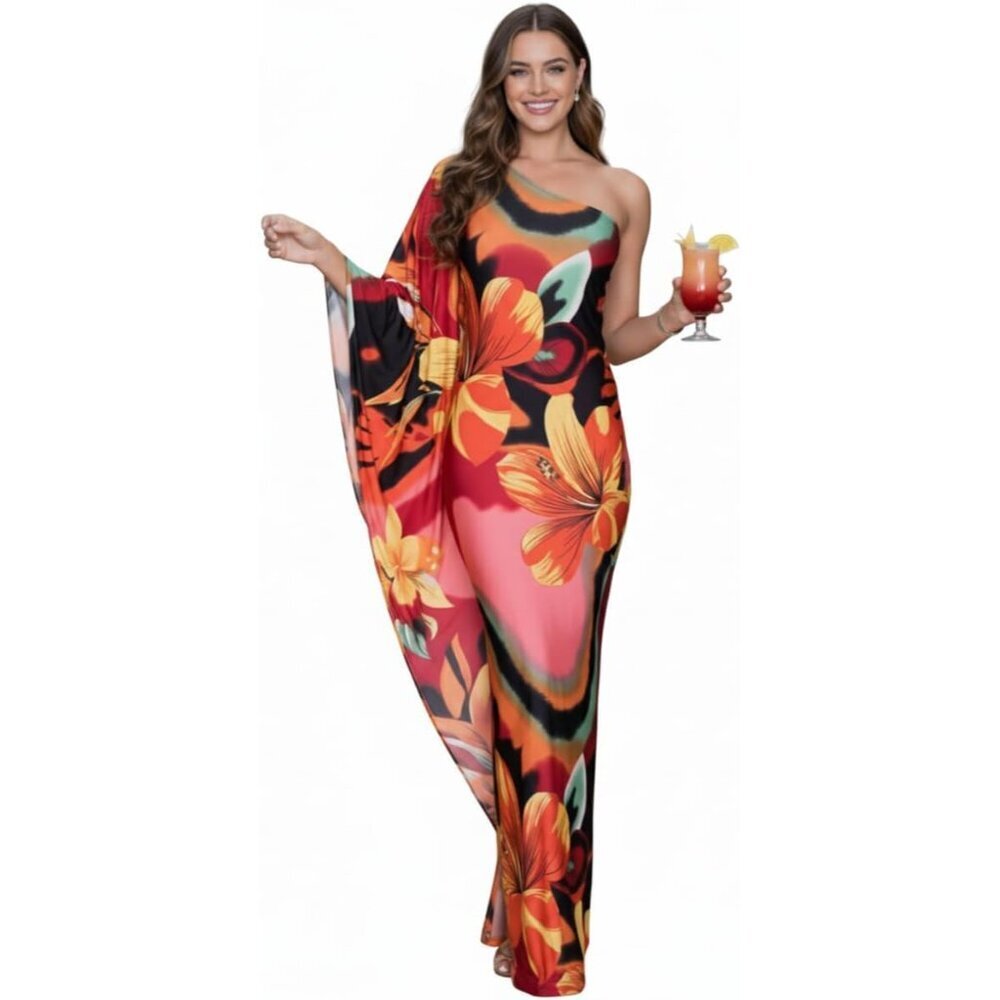 Plus Size Womens Floral Long Maxi Dress Off Shoulder Summer Formal Gown